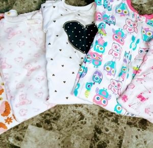 5 Baby Girl Footed Sleepers 3 month and 3-6 month